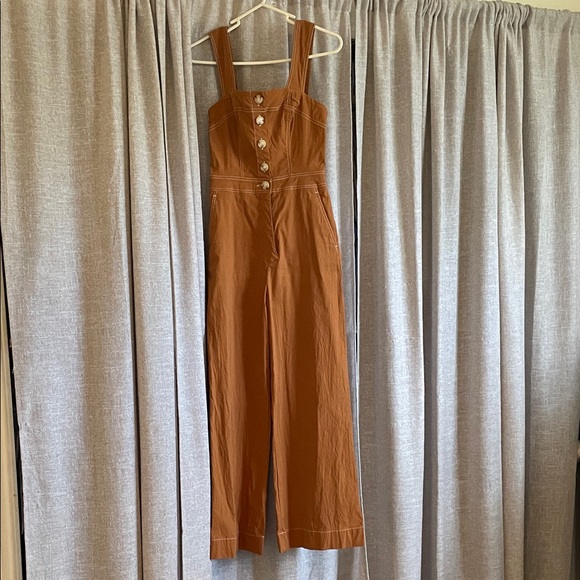 Anthropologie Pants - Anthropologie Button-Front Wide-Leg Jumpsuit in Rust Brown